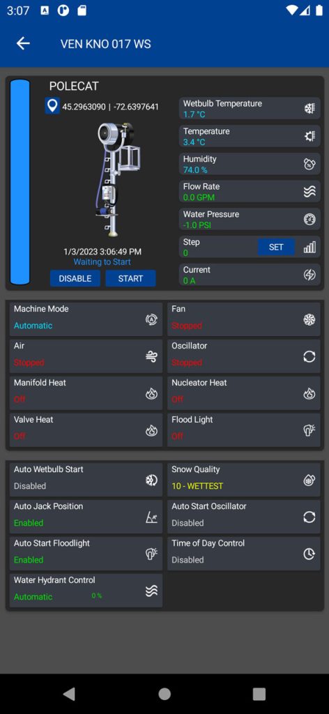 Photo of SmartSnow 7.0 Machine Data Mobile Screen